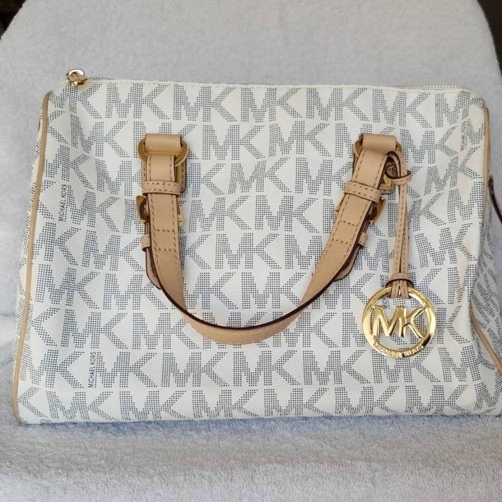 Michael kors Large Satchel Navy and White
